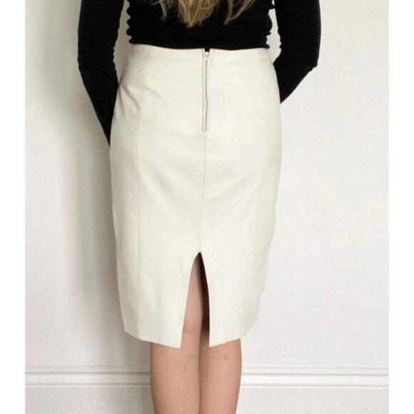 Danier White Genuine Leather Pencil Skirt Size 4 - Picture 2 of 10